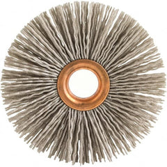 Brush Research Mfg. - 2-1/2" OD, 1/2" Arbor Hole, Crimped Abrasive Nylon Wheel Brush - 1/2" Face Width, 3/4" Trim Length, 20,000 RPM - Caliber Tooling