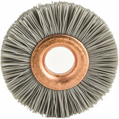 Brush Research Mfg. - 1" OD, 3/8" Arbor Hole, Crimped Abrasive Nylon Wheel Brush - 1/4" Face Width, 1/8" Trim Length, 20,000 RPM - Caliber Tooling