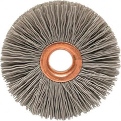 Brush Research Mfg. - 3-1/2" OD, 5/8" Arbor Hole, Crimped Abrasive Nylon Wheel Brush - 3/4" Face Width, 3/16" Trim Length, 20,000 RPM - Caliber Tooling