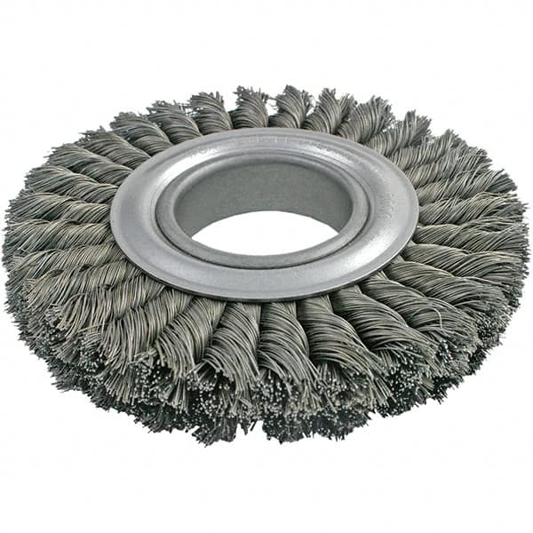 Brush Research Mfg. - 10" OD, 2" Arbor Hole, Crimped Carbon Wheel Brush - 1-3/8" Face Width, 2-1/4" Trim Length, 4,500 RPM - Caliber Tooling