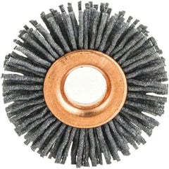 Brush Research Mfg. - 1" OD, 3/8" Arbor Hole, Crimped Abrasive Nylon Wheel Brush - 1/4" Face Width, 1/8" Trim Length, 20,000 RPM - Caliber Tooling