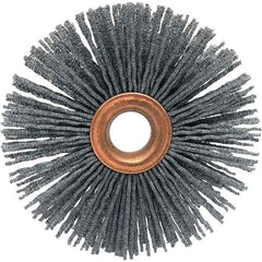 Brush Research Mfg. - 3" OD, 1/2" Arbor Hole, Crimped Abrasive Nylon Wheel Brush - 1/2" Face Width, 1" Trim Length, 20,000 RPM - Caliber Tooling