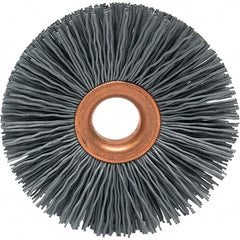 Brush Research Mfg. - 2-1/2" OD, 1/2" Arbor Hole, Crimped Abrasive Nylon Wheel Brush - 1/2" Face Width, 3/4" Trim Length, 20,000 RPM - Caliber Tooling