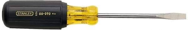 Stanley - 3/8" Blade Width, 13-3/8" OAL Standard Slotted Screwdriver - 8" Blade Length, Round Shank, Acetate with Rubber Grip Handle - Caliber Tooling