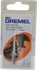 Dremel - 3/16" Diam, 1/8" Shank Diam, Straight Router Bit - 1-13/64" Overall Length, High Speed Steel - Caliber Tooling