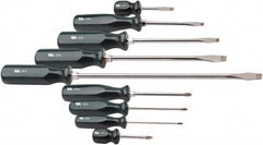 SK - 9 Piece Phillips & Slotted Screwdriver Set - Bit Sizes: Philips #0 to #2 - Caliber Tooling