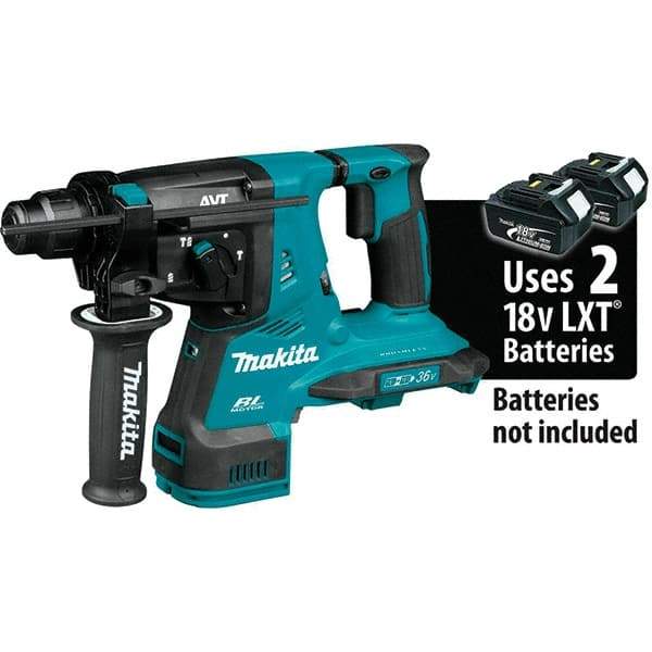 Makita - 36 Volt 1-1/8" SDS Plus Chuck Cordless Rotary Hammer - 5000 BPM, 0 to 980 RPM, Reversible - Caliber Tooling