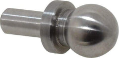 Jergens - 1/2" Ball Diam, 1/4" Shank Diam, Steel Inspection Tooling Ball - Slip-Fit Shank, 15/16" Ball Center to Shank Bottom, 0.4" Ball Center to Shoulder Bottom, with Shoulder - Caliber Tooling