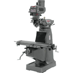 Jet - 9" Table Width x 49" Table Length, Variable Speed Pulley Control, 3 Phase Knee Milling Machine - R8 Spindle Taper, 3 hp - Caliber Tooling