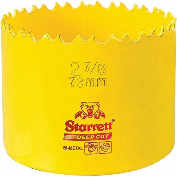 Starrett - 2-7/8" Diam, 2" Cutting Depth, Hole Saw - High Speed Steel Saw, Toothed Edge - Caliber Tooling