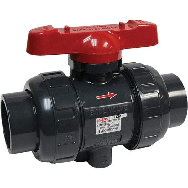 Asahi/America - 3" Pipe, Full Port, PVC True Union Design Ball Valve - 1 Piece, Socket Ends, Tee Handle - Caliber Tooling