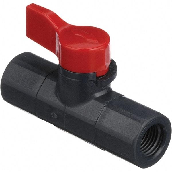 Asahi/America - 1/4" Pipe, Full Port, PVC Ball Valve - 1 Piece, FNPT x FNPT Ends, Tee Handle, 150 WOG - Caliber Tooling