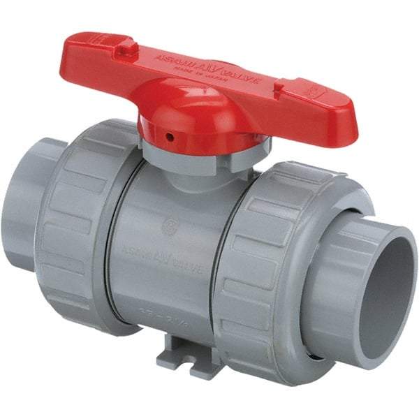 Asahi/America - 4" Pipe, Standard Port, CPVC True Union Design Ball Valve - Inline - Two Way Flow, Socket Ends, Tee Handle, 150 WOG - Caliber Tooling