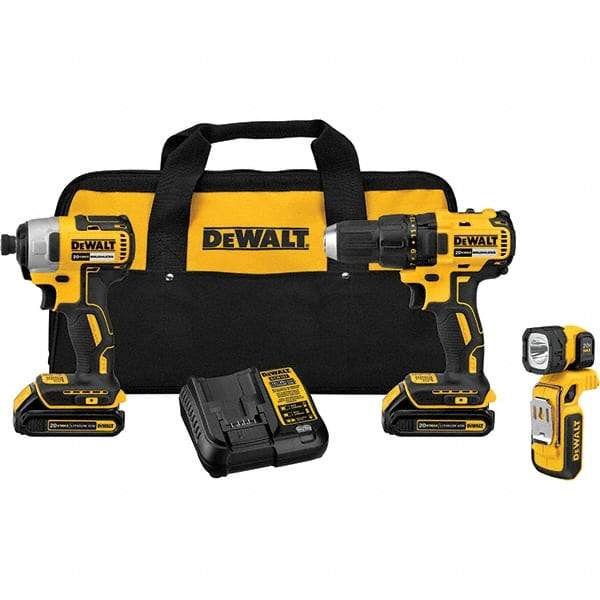 DeWALT - Cordless Tool Combination Kits Voltage: 20 Tools: Compact Drill/Driver; 1/4" Impact Driver; LED Light - Caliber Tooling