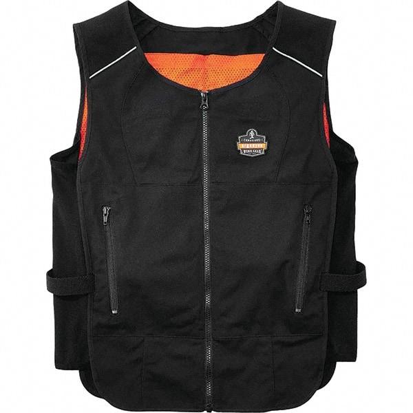 Ergodyne - Size S/M, Black Cooling Vest - 32 to 40" Chest, Zipper, Poly-Cotton - Caliber Tooling