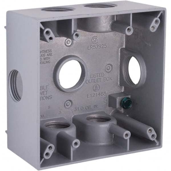 Hubbell-Raco - 4-1/2 x 4-1/2 x 2-1/4" Aluminum Square Weather Resistant Outlet Box - Caliber Tooling