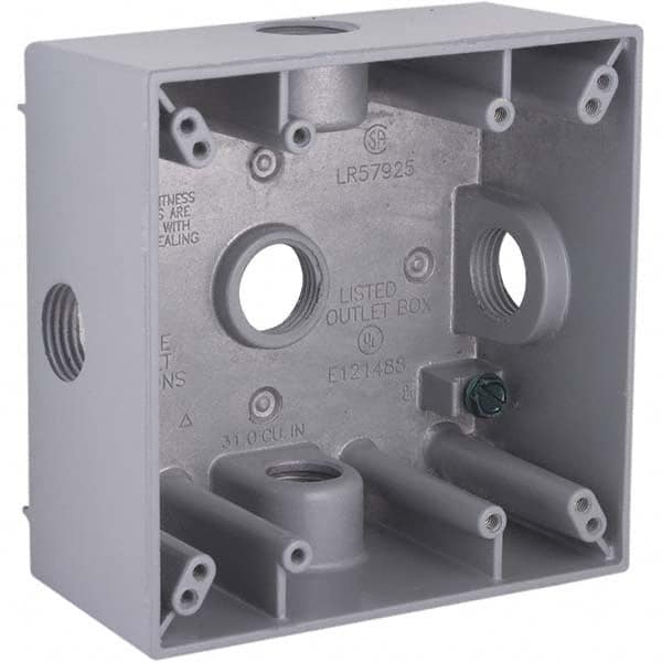 Hubbell-Raco - 4-1/2 x 4-1/2 x 2-1/4" Aluminum Square Weather Resistant Outlet Box - Caliber Tooling