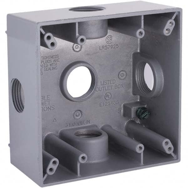 Hubbell-Raco - 4-1/2 x 4-1/2 x 2-1/4" Aluminum Square Weather Resistant Outlet Box - Caliber Tooling