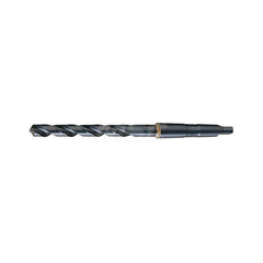 Taper Shank Drill Bit: 1.25″ Dia, 3MT, 118 °, High Speed Steel Oxide Finish, 12.5″ OAL, Radial Point, Spiral Flute