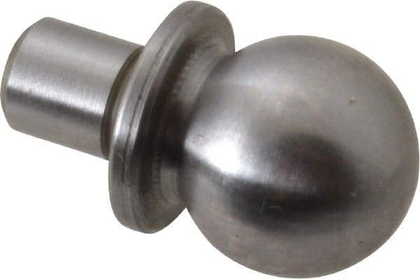 Jergens - 1/2" Ball Diam, 1/4" Shank Diam, Steel Construction Tooling Ball - 5/8" Ball Center to Shank Bottom, 5/16" Ball Center to Shoulder Bottom, with Shoulder - Caliber Tooling