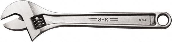 SK - 1-5/16" Jaw Capacity, 12" Standard Adjustable Wrench - Stainless Steel, Chrome Finish, 12-1/4" OAL - Caliber Tooling