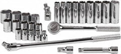 SK - 28 Piece 1/2" Drive Standard Deep Socket Set - 6 Points, 3/8 to 1-1/4", Inch Measurement Standard - Caliber Tooling