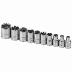 SK - 1/4" Drive Standard Socket Set - 3/16 to 9/16", Inch Measurement Standard - Caliber Tooling