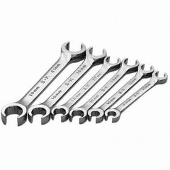 SK - 6 Piece, Flare Nut Wrench Set - Metric System of Measurement, Chrome Finish - Caliber Tooling