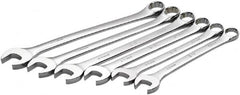 SK - 6 Piece, 25mm to 32mm, 12 Point Combination Wrench Set - Metric Measurement Standard, Full Polish Chrome Finish, Comes in Roll-Up Pouch - Caliber Tooling