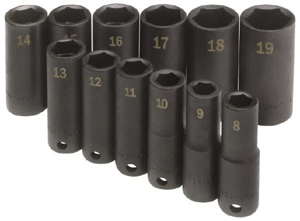 SK - 8 Piece 3/8" Drive Deep Well Impact Socket Set - Caliber Tooling