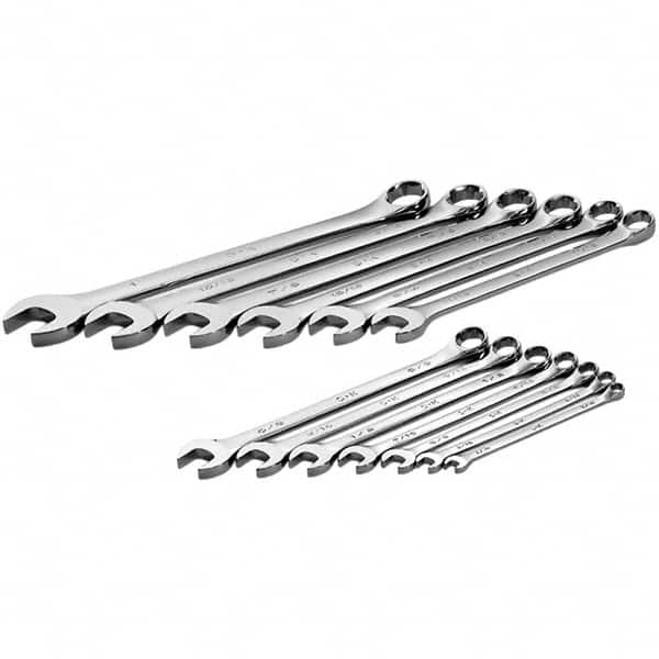 SK - 13 Piece, 1/4 to 1", Combination Wrench Set - Inch System of Measurement, Chrome Finish - Caliber Tooling