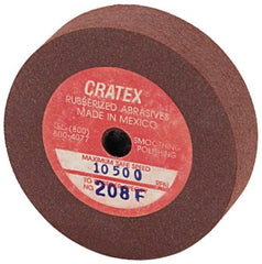 Cratex - 2" Diam x 1/4" Hole x 1/2" Thick, Surface Grinding Wheel - Silicon Carbide, Fine Grade, 10,500 Max RPM, Rubber Bond, No Recess - Caliber Tooling