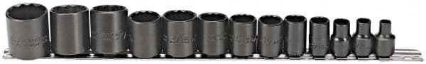 Proto - 13 Piece 3/8" Drive Socket Set - 12 Points, 1/4" to 1" Range, Inch Measurement Standard - Caliber Tooling