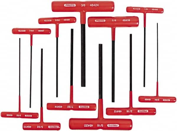 Proto - 11 Piece T-Handle Hex Key Set - Hex Range 5/64 to 3/8" - Caliber Tooling