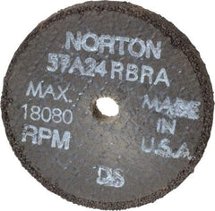 Norton - 3" Diam x 3/8" Hole x 3/8" Thick, R Hardness, 24 Grit Surface Grinding Wheel - Aluminum Oxide, Type 1, Very Coarse Grade, 18,080 Max RPM, No Recess - Caliber Tooling