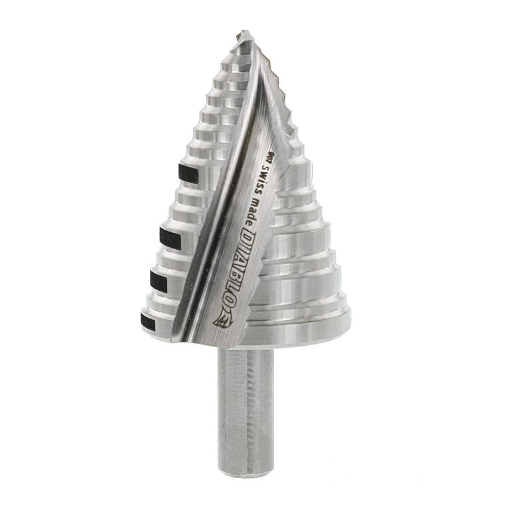 Step Drill Bits; Tool Material: High Speed Steel; Shank Type: Hex Shank; Hole Diameter: 1-3/8 in; Series: 15 Steps; Overall Length (Inch): 2-29/32; Minimum Hole Diameter (Inch): 7/8; Maximum Hole Diameter (Inch): 1-3/8; Shank Diameter (Decimal Inch): 3/8;