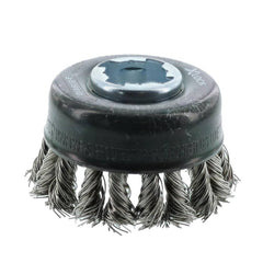 Cup Brushes; Brush Type: Knotted; Mount Type: X-LOCK; Fill Material: Stainless Steel; Grade: Coarse; Grit: 0; Shank Included: No; Maximum Rpm: 12500.000; Brush Color: Black; Brush Diameter (Decimal Inch): 2-3/4; Shank Diameter (Decimal Inch): 3; Trim Leng