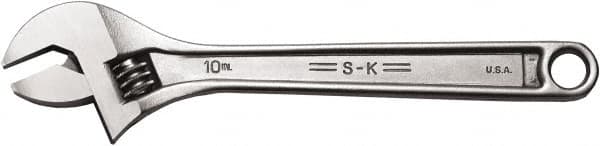 SK - 1-1/8" Jaw Capacity, 10" Standard Adjustable Wrench - Steel, Chrome Finish, 10" OAL - Caliber Tooling