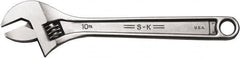 SK - 1-1/8" Jaw Capacity, 10" Standard Adjustable Wrench - Steel, Chrome Finish, 10" OAL - Caliber Tooling