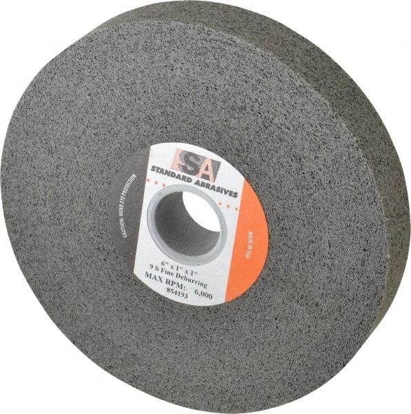 Standard Abrasives - 6" Diam, 1" Center Hole, Fine Grade, Silicon Carbide Deburring Wheel - Convolute, Density 9 Hard, 6,000 RPM - Caliber Tooling