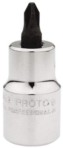 Proto - 1/2" Drive, 5/16" Wide, #2 Point, Phillips Screwdriver Socket - 2-5/32" OAL - Caliber Tooling