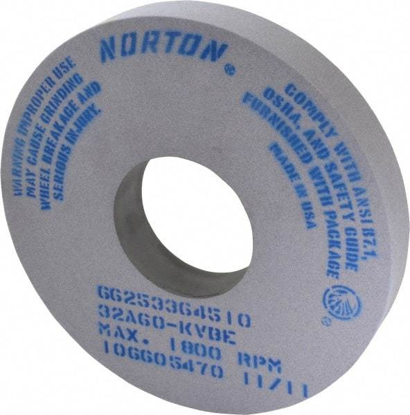 Norton - 14" Diam x 5" Hole x 2" Thick, K Hardness, 60 Grit Surface Grinding Wheel - Aluminum Oxide, Type 1, Medium Grade, 1,800 Max RPM, Vitrified Bond, No Recess - Caliber Tooling