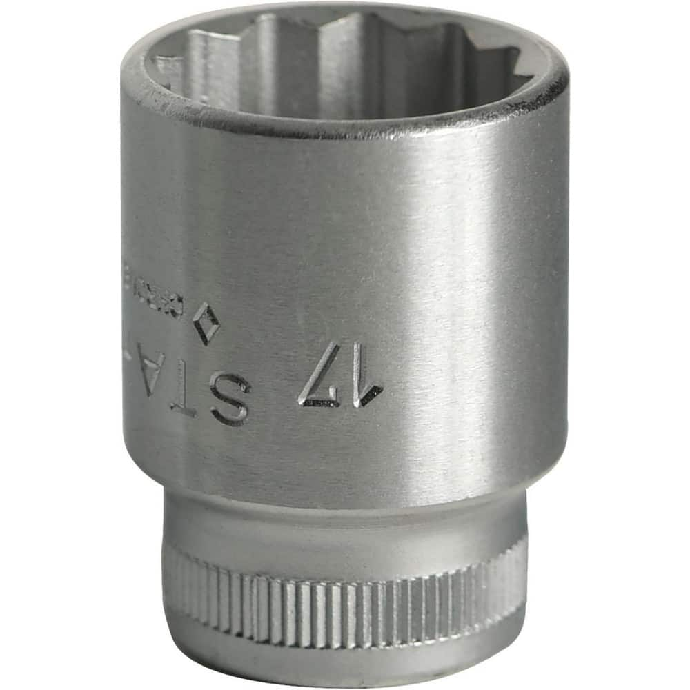 Hand Sockets; Socket Type: Standard; Drive Size: 3/8 in; Socket Size (mm): 17; Drive Style: Hex; Overall Length (Decimal Inch): 1.0300; Material: Steel; Insulated: No; Tether Style: Not Tether Capable; Features: Anti-Slip Drive profile; Thin wall; Coating