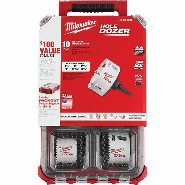 Milwaukee Tool - Hole Saw Kits Minimum Saw Diameter (Inch): 1-1/2 Maximum Saw Diameter (Inch): 4-1/4 - Caliber Tooling