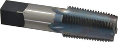 Reiff & Nestor - 1/2-14 NPT Thread, 4 Flute Standard Pipe Tap - 3-1/8" OAL, 1-3/8" Thread Length, 11/16" Shank Diam, Blue Diamond Finish, High Speed Steel - Exact Industrial Supply