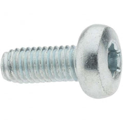 M6x1.0 Coarse 12mm Long 6-Lobe Pin Thread Cutting Screw 12L14 Steel, Pan Head, Self Drilling Point, Zinc-Plated