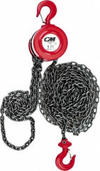 CM - 2,000 Lb Lifting Capacity, 15' Lift Height, Hand Hoist - Made from Chain, 37' Overhaul to Lift 1', 77 Lb Avg Pull to Lift Rated Load, 1 Chain - Caliber Tooling