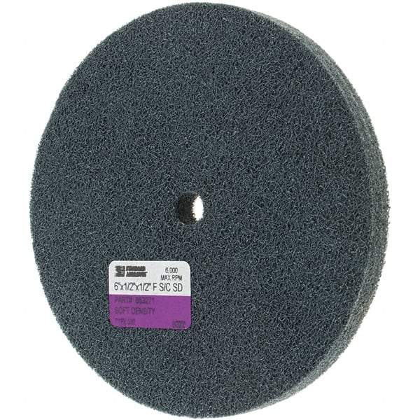 Standard Abrasives - 6" Diam, 1/2" Face Width, 1/2" Center Hole, Fine Grade, Silicon Carbide Deburring Wheel - Unitized, Soft Grade - Caliber Tooling