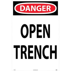 NMC - "Open Trench", 36" Long x 24" Wide, Rigid Plastic Safety Sign - Rectangular, Use for Workplace/Safety - Caliber Tooling