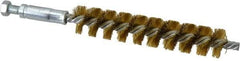 Schaefer Brush - 4" Brush Length, 3/4" Diam, Double Stem, Single Spiral Tube Brush - 6-1/4" Long, Brass, 1/4-28 Male Connection - Caliber Tooling